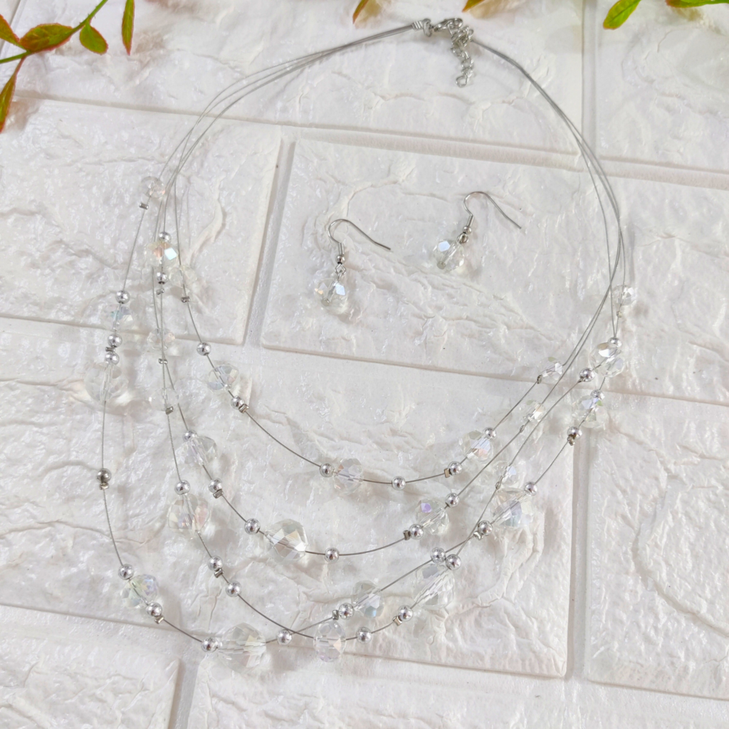 Layered White Crystal Neckpiece The Blissful Shop